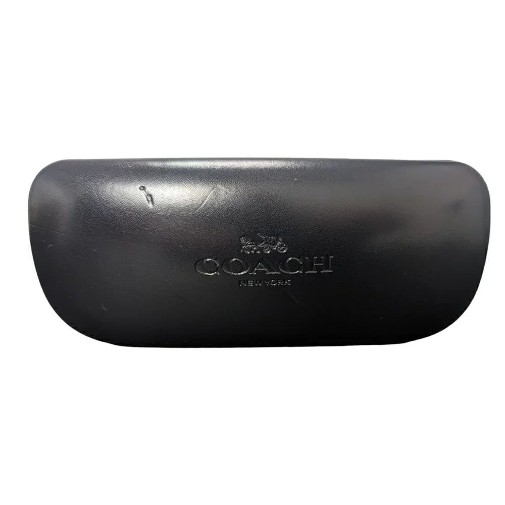 COACH BLACK HARD LEATHER CLAMSHELL GLASSES SUNGLASS HARD SHELL CASE